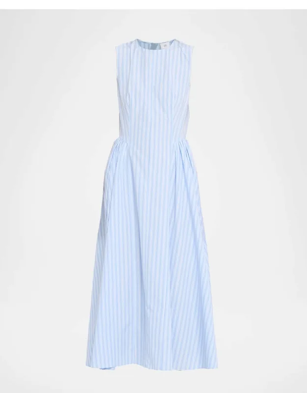 Striped Cotton Sleeveless Midi Dress