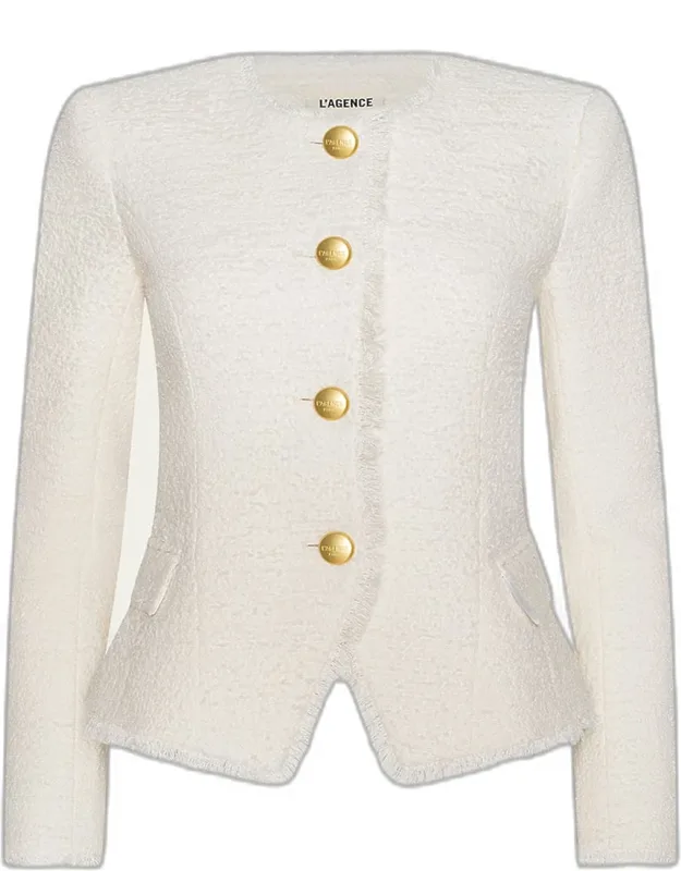 Nerina Collarless Tweed Blazer