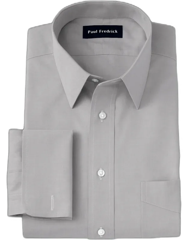 Non-iron Cotton Pinpoint Solid Point Collar French Cuff Dress Shirt