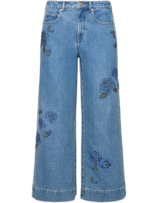 Betsy Wide-leg Heatset Roses Jeans