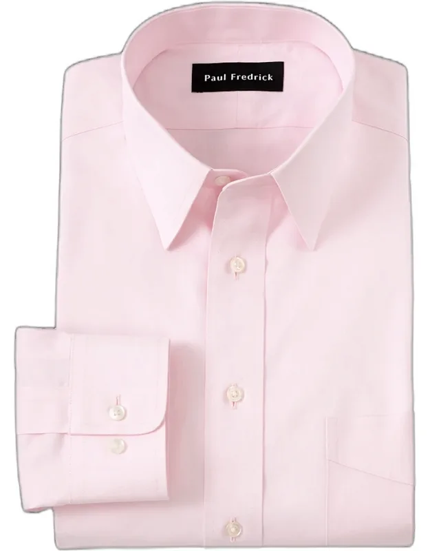 Non-iron Cotton Pinpoint Solid Point Collar Dress Shirt