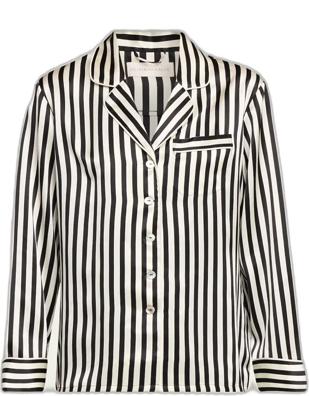 Striped Silk Satin Pajama Set