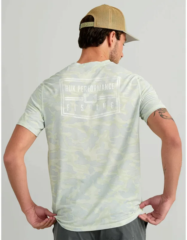 Huk Drift Short Sleeve Performance T-shirt - Camo With Upf 30+ Sun Protection And Anti-microbial Treatments