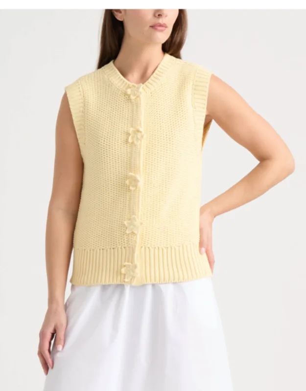 Sleeveless Sweater With Crochet Flower Detail