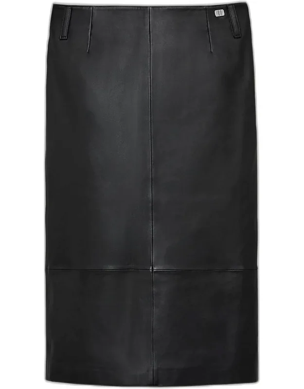 Leather Slim Pencil Midi Skirt