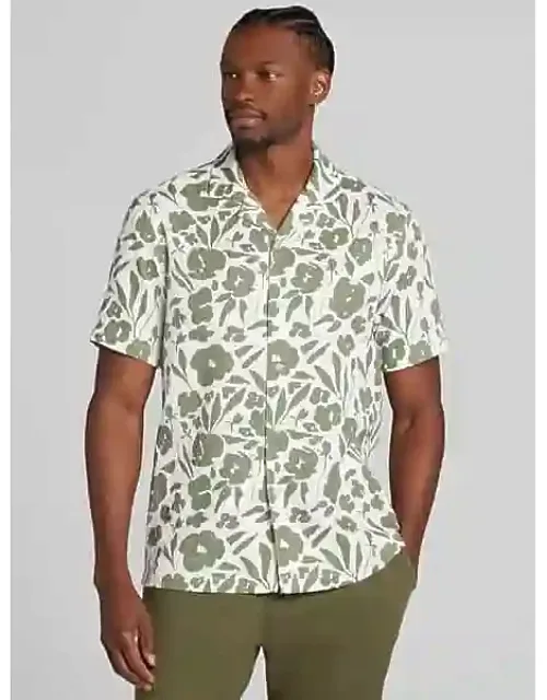 Modern Fit 100% Cotton Floral Camp Shirt