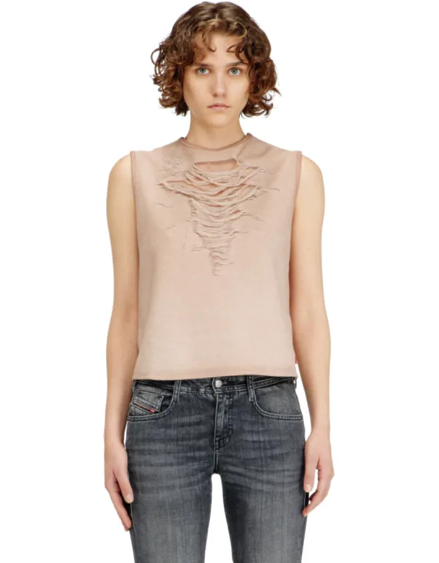 Sleeveless Top With Devoré Threads