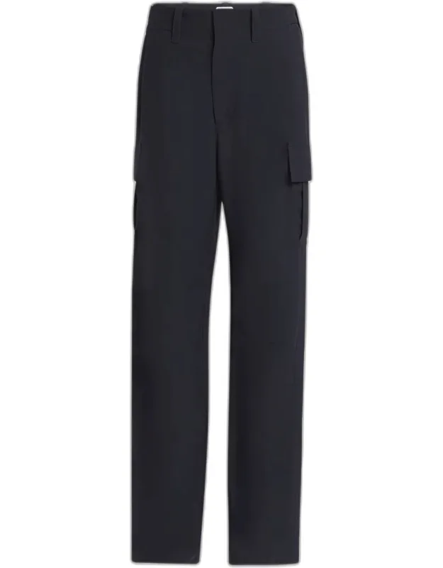 Cargo Fine Wool Wide Leg Trousers