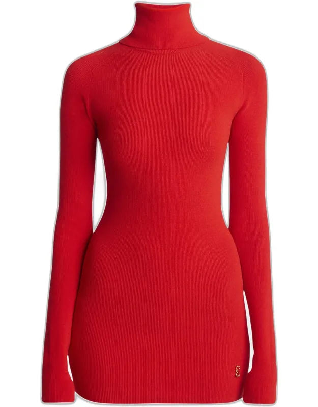 Rib-knit Matte Viscose Turtleneck Top