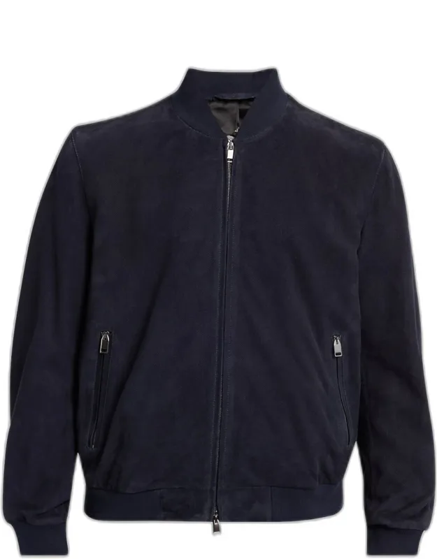 Perforated Suede Bomber Jacket