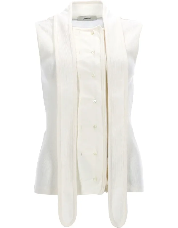 Asymmetrical Ribbed Top With Scarf