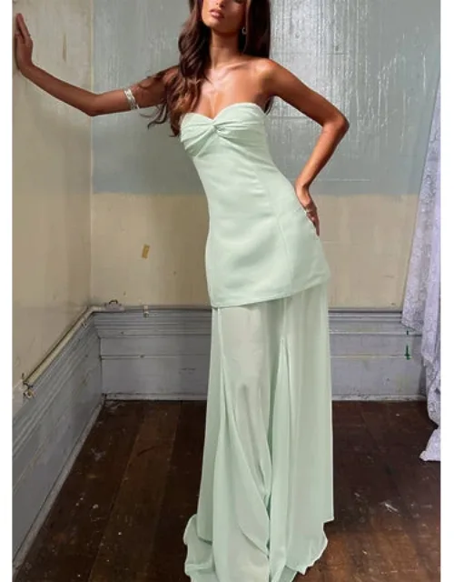 Flashy Sheer Chiffon Strapless Maxi Dress