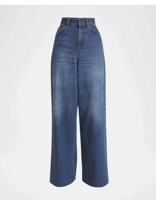 Wide Leg Denim Trousers