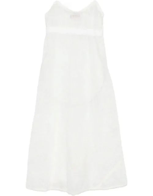 Flower-embroidered Midi Dress