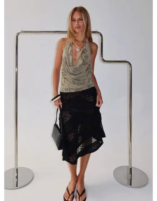 Asymmetrical Sheer Midi Skirt