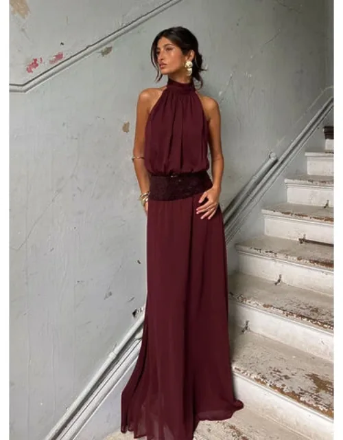 Drop Waist Sequin Detail Maxi Dress