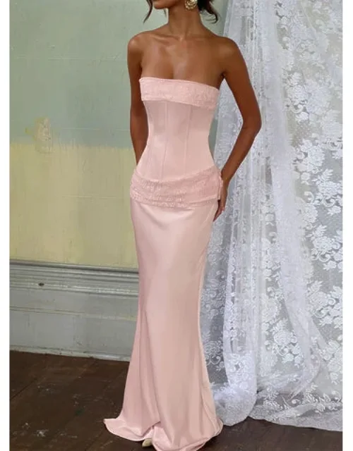 Sura Strapless Lace Detail Maxi Dress