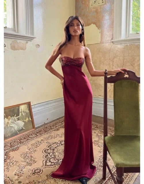 See The Vision Sequin Bust Strapless Maxi Dress