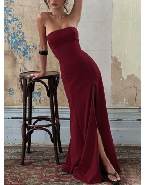 Diamanti Strapless High Slit Maxi Dress