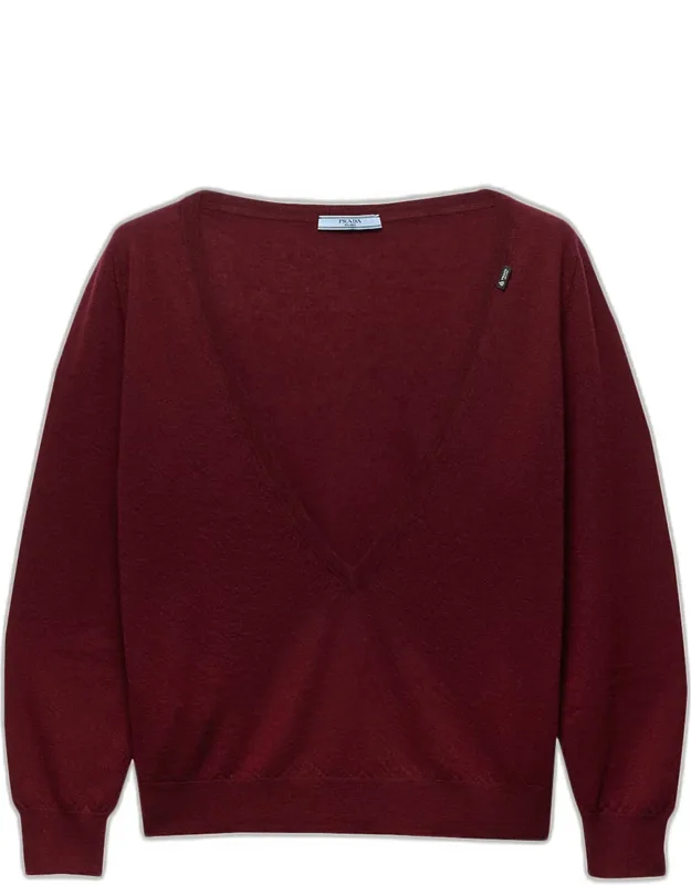 Cashmere Plunging V-neck Sweater
