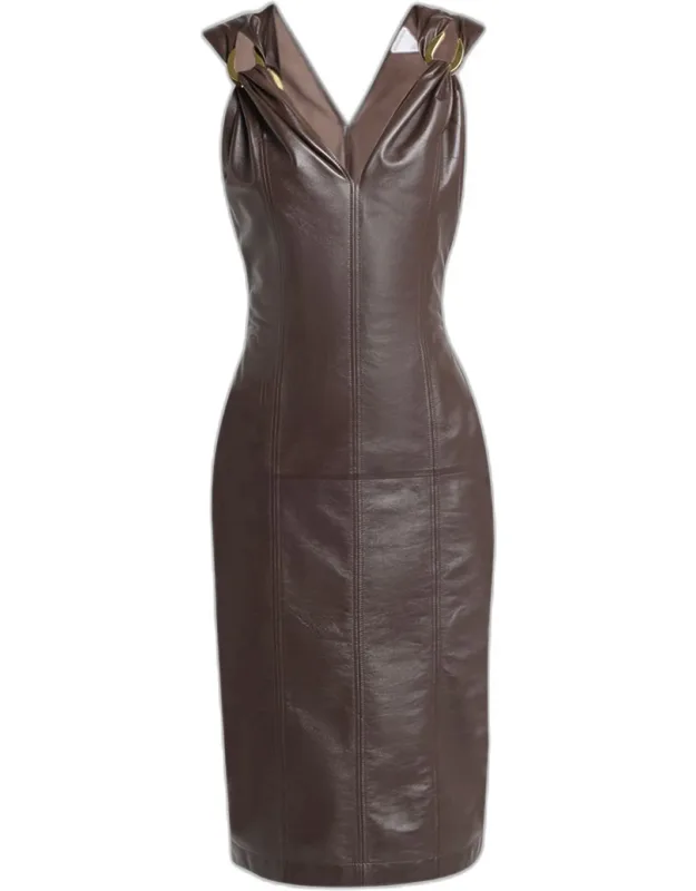 Sleeveless Leather Sheath Dress