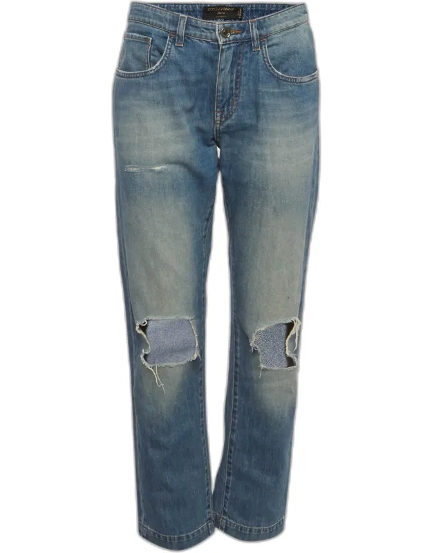 Ripped Denim Boyfriend Jeans