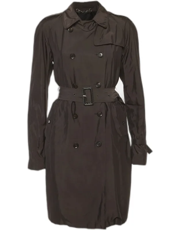 Synthetic Double Breasted Trench Coat