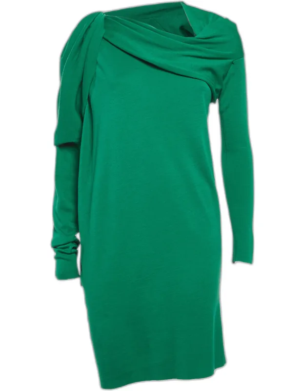 Knitted Asymmetric Draped Mini Dress