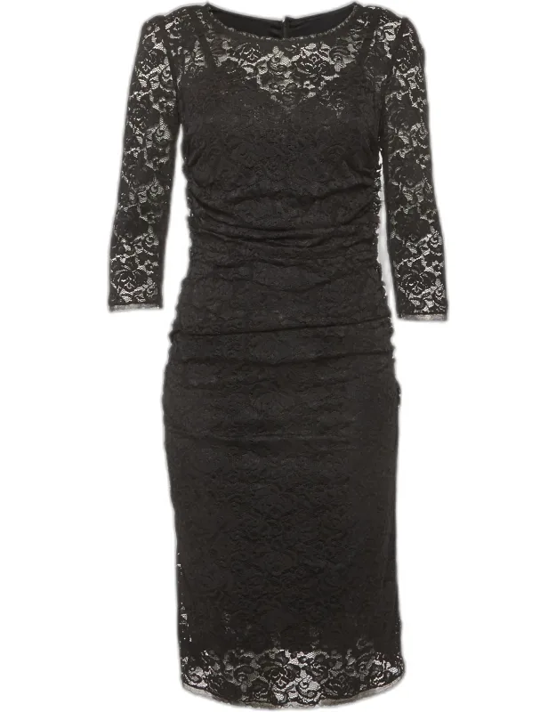 Lace And Satin Ruched Mini Dress