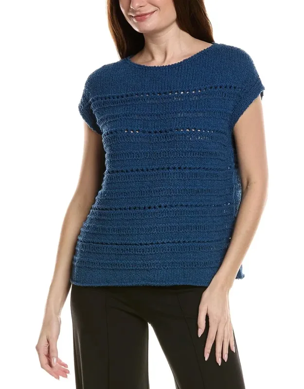 Bateau Neck Open Stitch Pullover Sweater