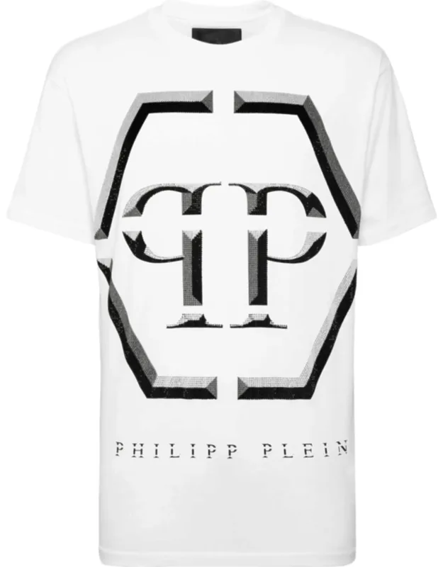 T-shirt Round Neck Ss Featuring Pp Hexagon Print And Ribbed Neckline