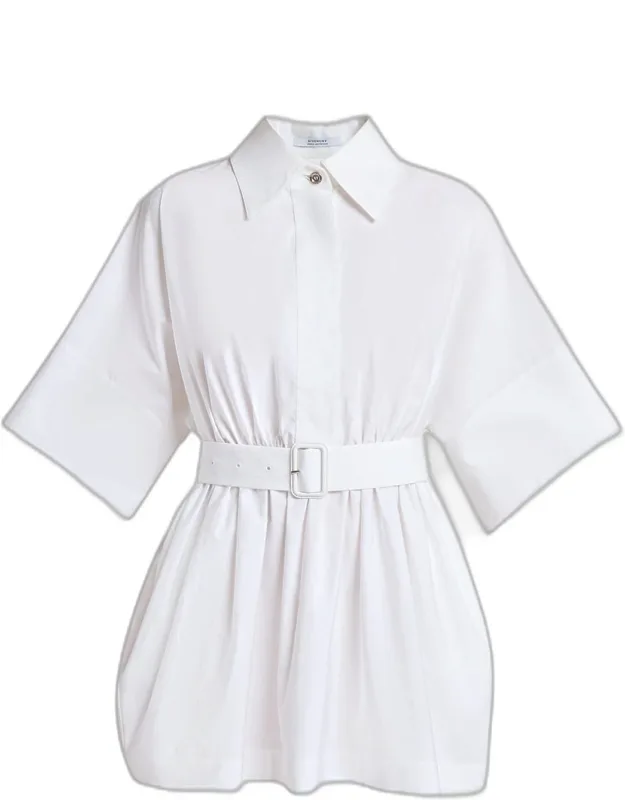 Cinched Waist Mini Shirtdress