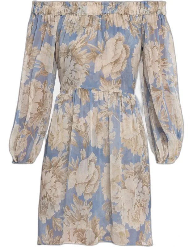 Peony Chiffon Off-shoulder Mini Dress