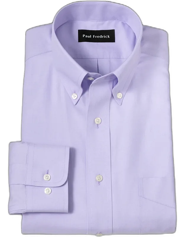 Tailored Fit Non-iron Cotton Pinpoint Solid Button Down Collar Dress Shirt