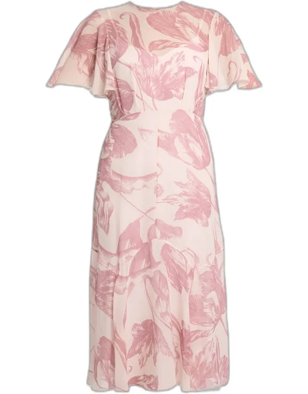 Floral-print Silk Voile Midi Dress