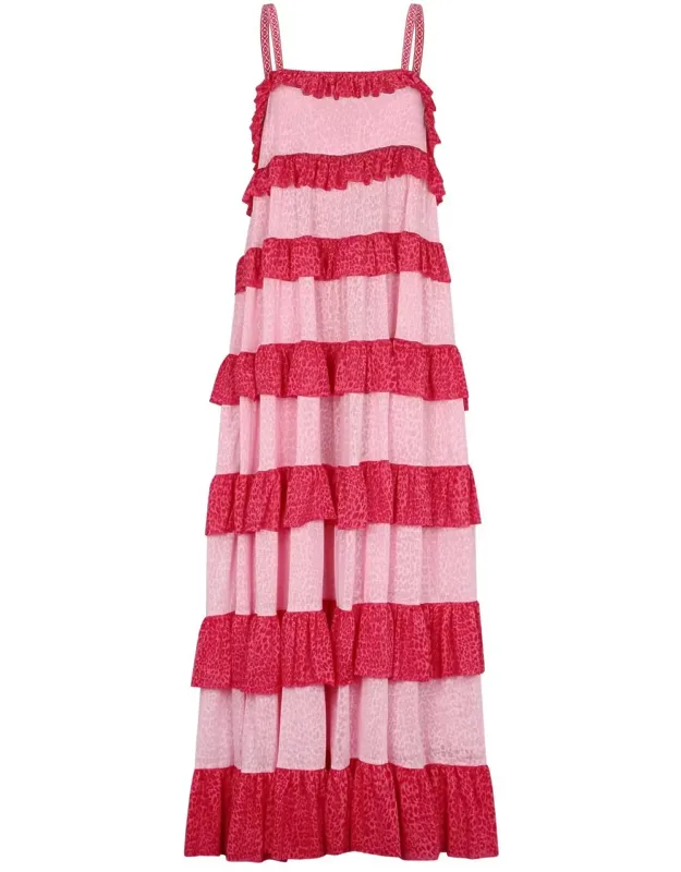 Colorblock Tiered Ruffle Dress