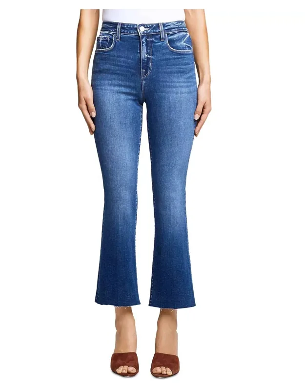 Kendra High Rise Crop Flare Jeans With High-rise Fit And Slim-leg Silhouette