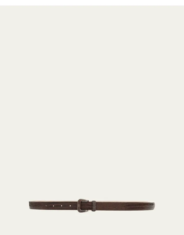 Lizard-effect Calfskin Belt