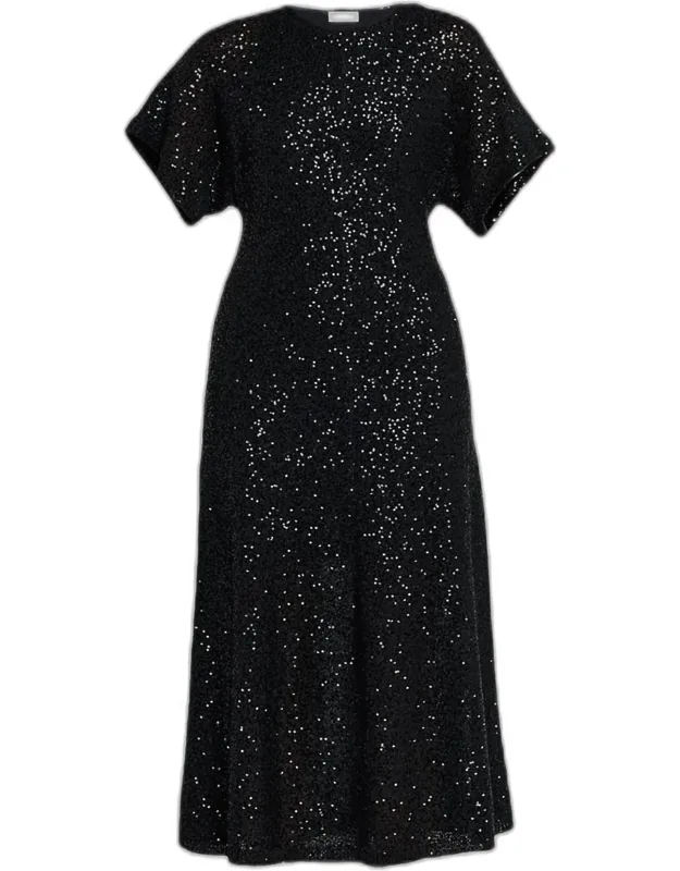 Sequin Linen-cashmere Midi Dress