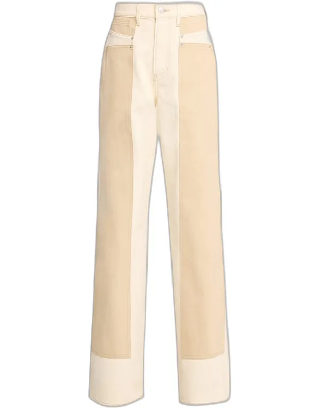 Color-block Wide-leg Jeans
