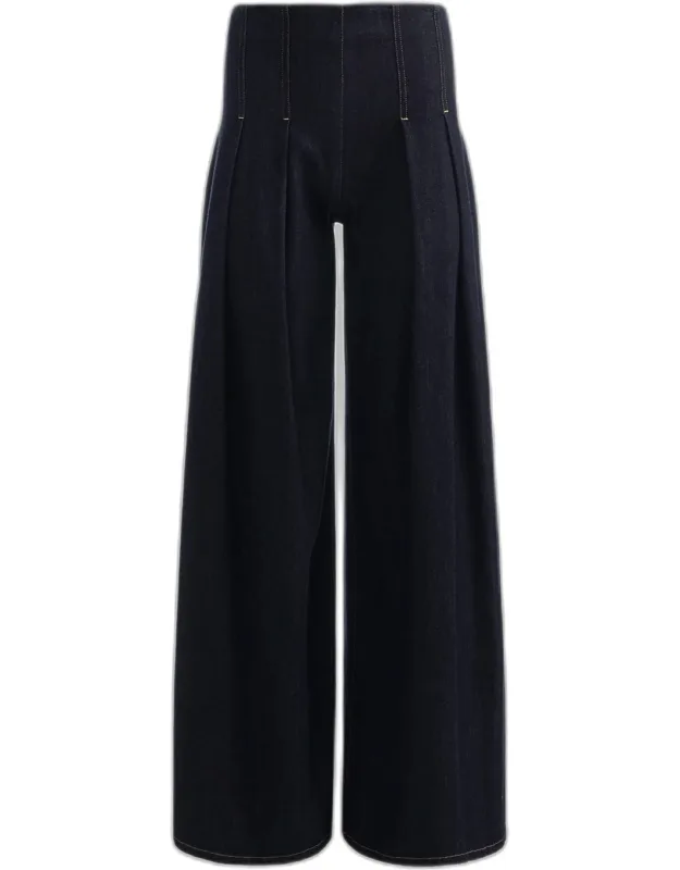 Pleated Denim Trousers