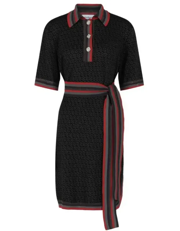 Gancio Quarter-button Jacquard Dress