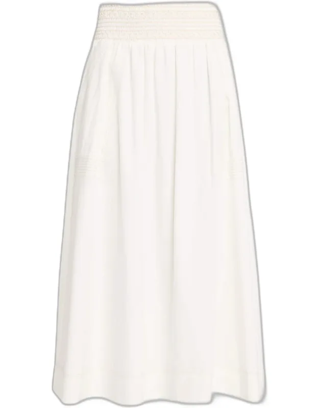 Galia Smocked Cotton Poplin Midi Skirt
