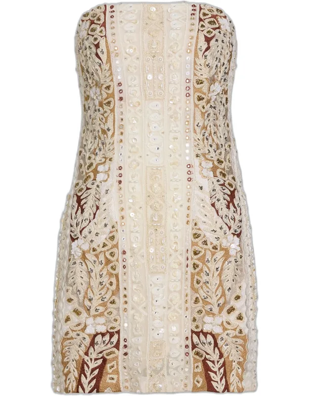 Strapless Beaded Mini Dress