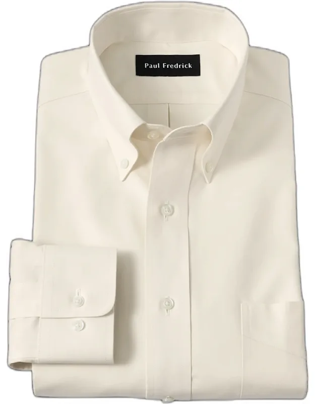 Slim Fit Non-iron Cotton Pinpoint Solid Button Down Collar Dress Shirt