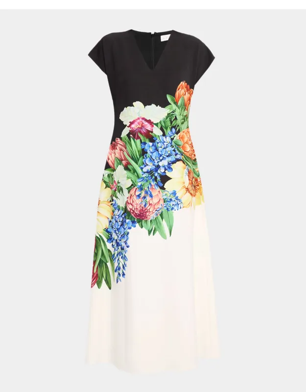 The Iris Spring Floral-print Midi Dress