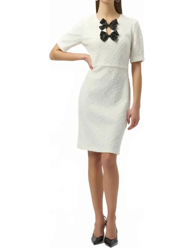 Bow Accent Short Sleeve Shift Dress