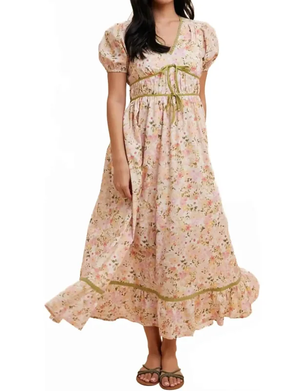 Bow Floral Maxi Dress