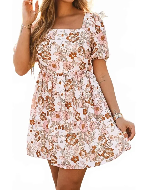 Floral Tie Back Mini Dress