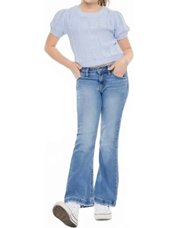 Youth Mid Rise Flare Jeans With Adjustable Fit And 5-pocket Styling